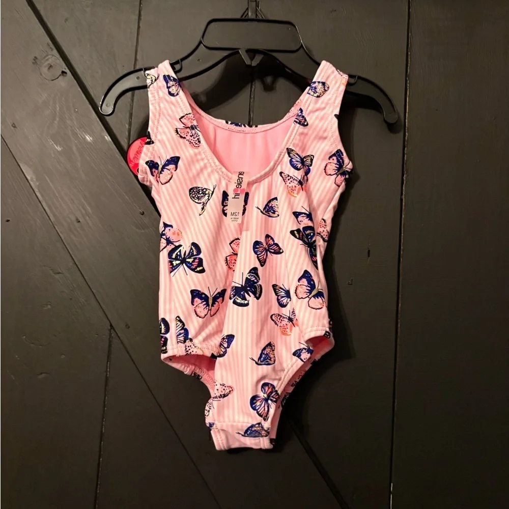 Kensie Girl Pink and Blue Butterfly One Piece